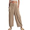 Women Comfortable Casual High-Waisted Solid Color Loose Lantern Pants with Pocket