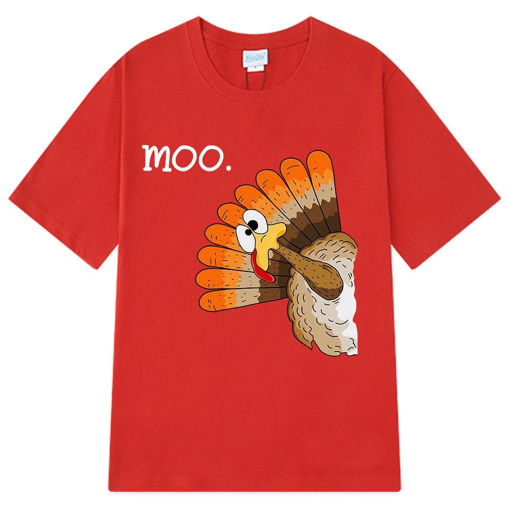 Funny Turkey Moo Funny Meme Tshirt Men Women Harajuku T-shirts Short-sleeved 100% Cotton Hip-hop Oversized Streetwear T-shirts S