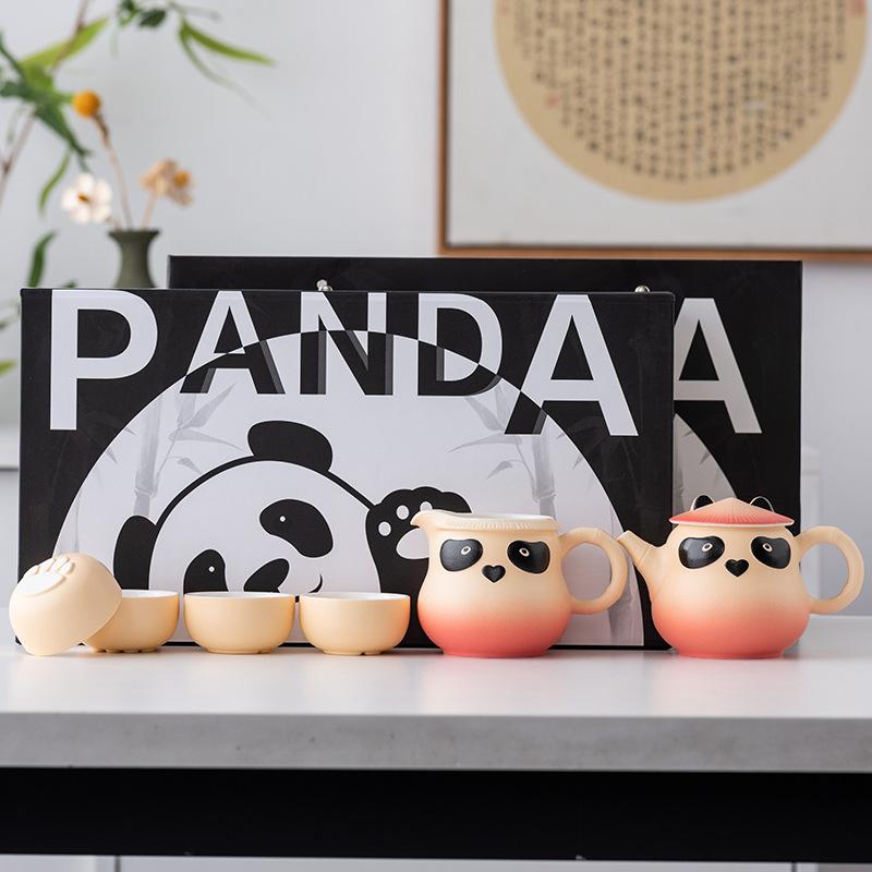 

Panda Kung Fu Tea Set, High-end One Pot, Four Cups Guochao Business Commemorative Gift, Light Luxury High-end Gift Box