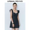 UR 2025 Summer Retro Ruffle Denim Mini Dress