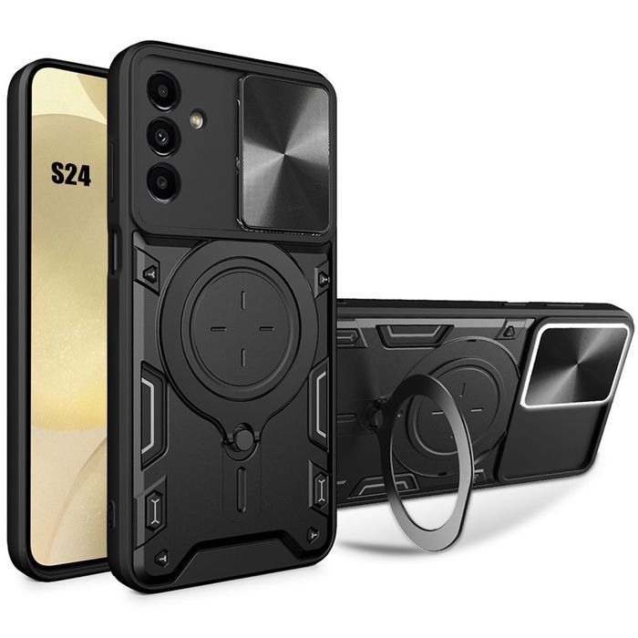 Coque de protection - BOOLING - Samsung Galaxy S24 - Noir - Antichoc - Protection caméra coulissante