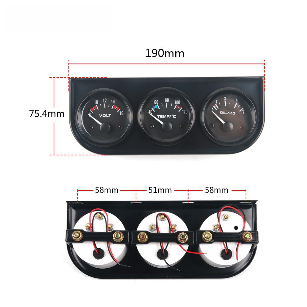 Triple Gauge Car Accessory: Voltage, Oil Pressure & Water Temperature