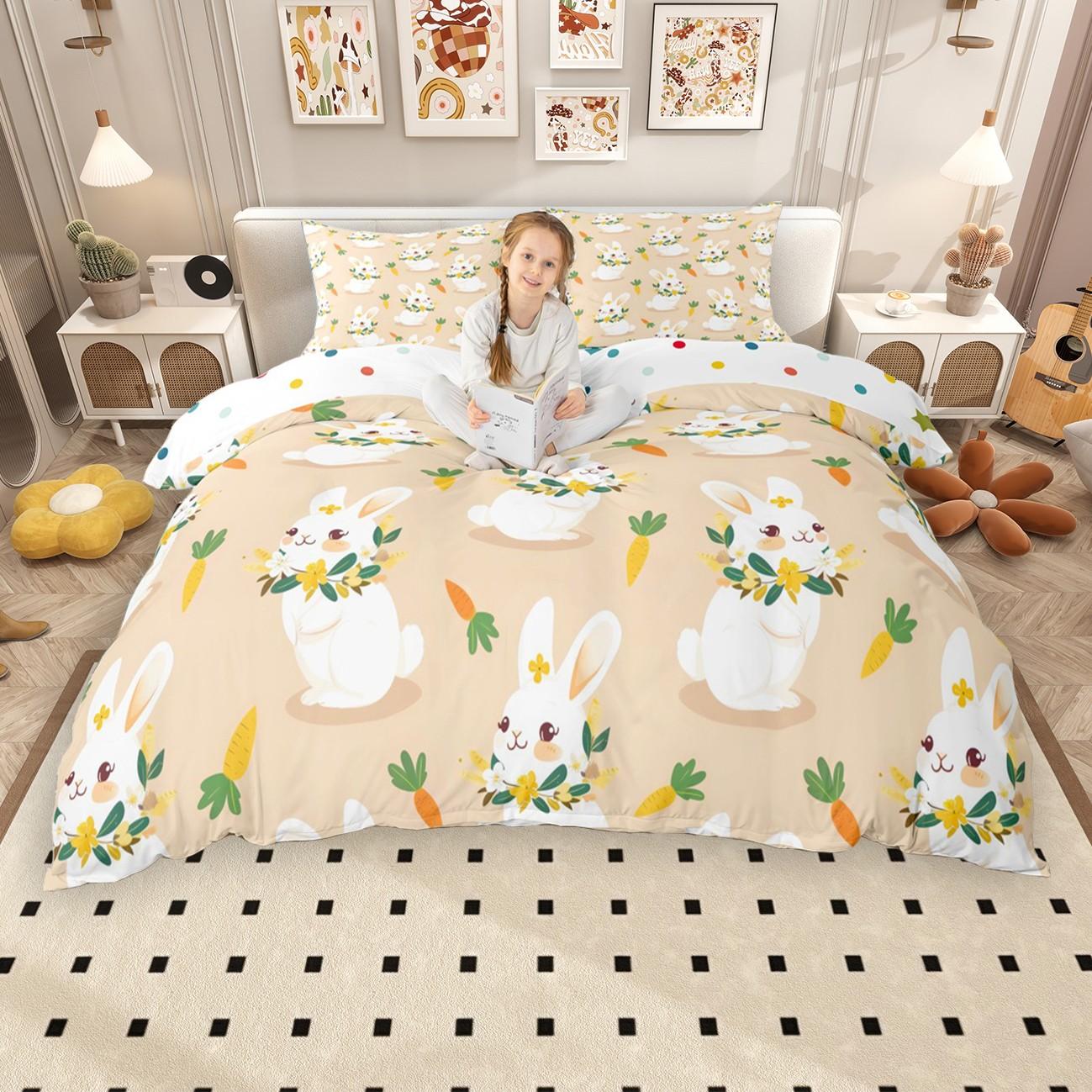 

Comforter Homewish Cute Animal For Kids Children Funny Cat Rabbit Chicken Comforter Set Kawaii Bear Llama Bed Set Comforter (quilt)-EU Single(135*200cm)3pcs