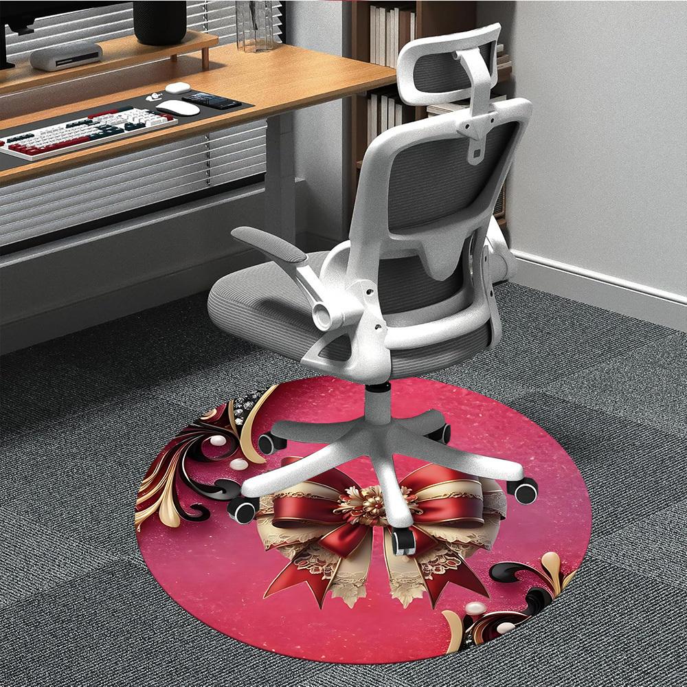 1pc Bow Decorative Chair Carpet for Office, Indoor Non Slip Washable Polyester Fiber Carpet,