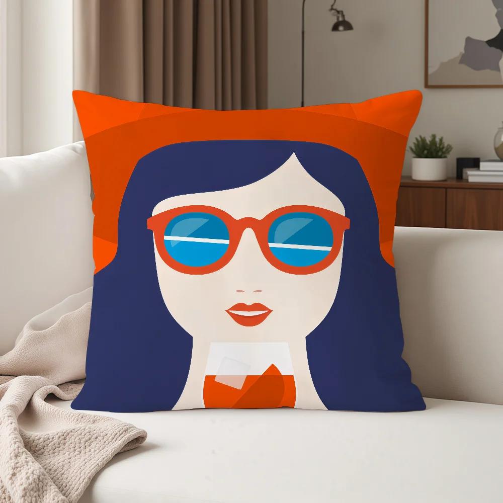 Italian Cocktail Print Flannel Cushion Cover, Soft Plush Square Throw Pillowcase for Sofa Living Room Home Decor, Hot Sale
