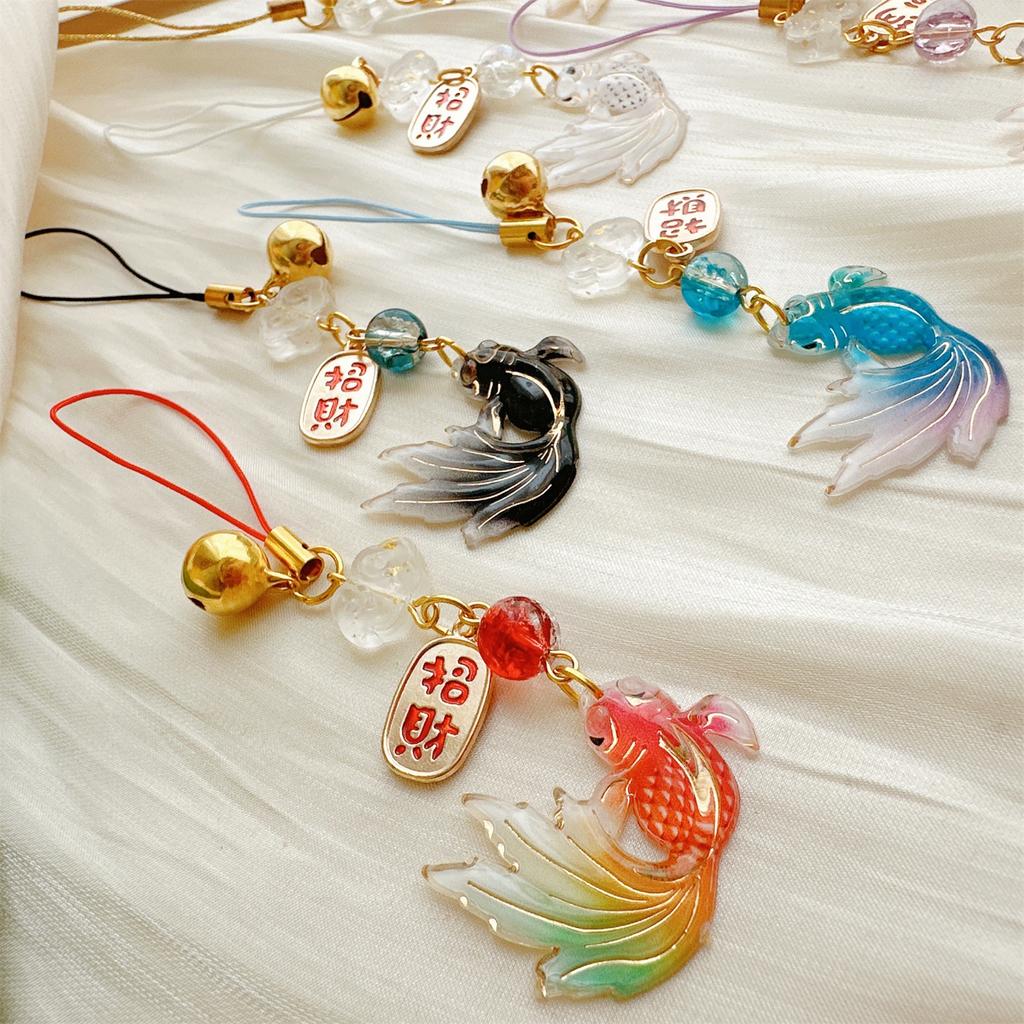 Colorful Fish Star Beaded Phone Charm Pendant Handmade Sturdy Acrylics Fashion Accessory for Trendy Look Daily Use