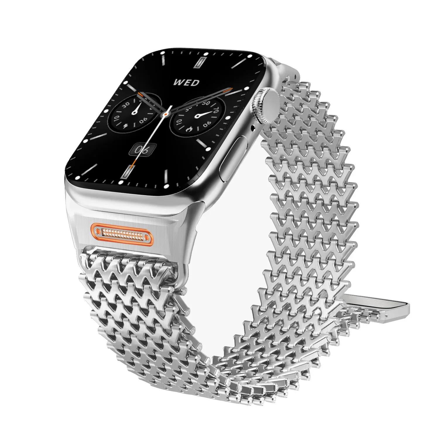 

Luxury Stainless Steel Strap for Apple Watch Band Ultra 49 46 42 45 44Titanium Color Magnetic Bracelet for IWatch 11 10 9 8 7 SE 42 44 45 46 49MM