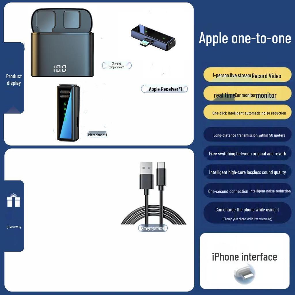 J88 Dual Wireless Lavalier Microphone with Smart Noise Reduction and Charging Case