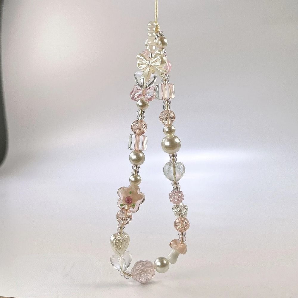 Glass Flower Bead Phone Strap Bead Korean Y2k Phone Strap Mobile Phone