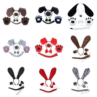 Halloween Dog Costume Animal Dress Up Kits Includes Dog Hairband, Tail, Nose, Bowtie for Kid Halloween Cosplay Party