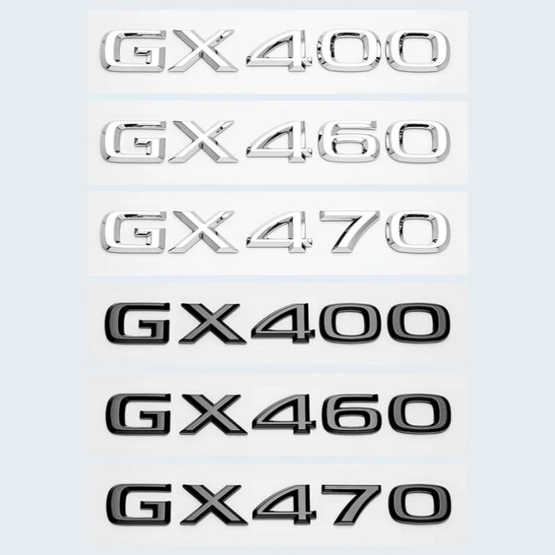 New 3D Chrome Glossy Black ABS Letters Number GX400 GX460 GX470 Emblem For Lexus Car Trunk Logo Badge Sticker