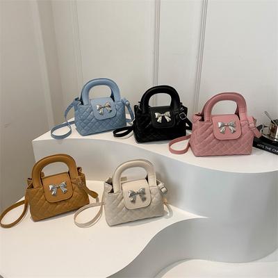 Rhombus Large Capacity Casual 2025 New Bow Hardware Vegetable Basket Popular Crossbody One Shoulder Handbag Women