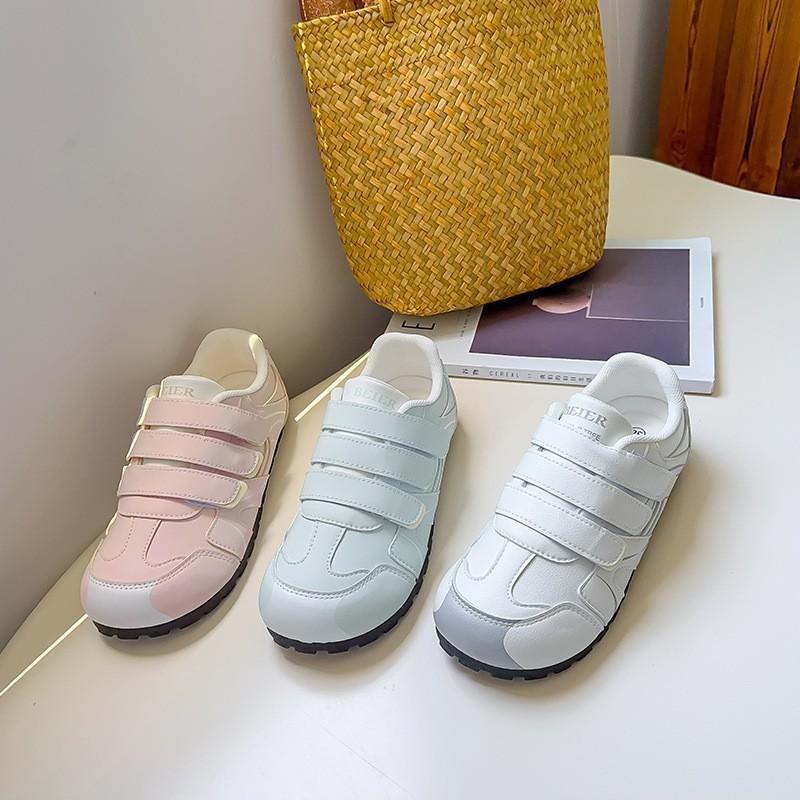 American retro German training shoes versatile casual shoes round head Velcro 2025 popular sports shoes little white shoes flat shoes