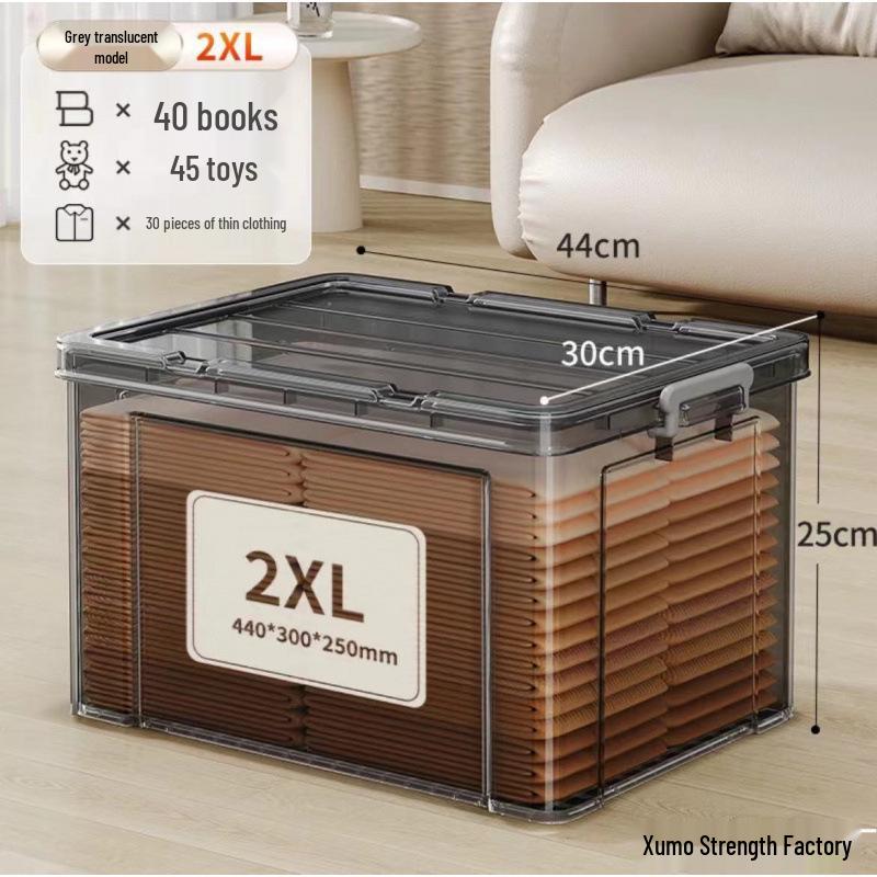 Large Capacity Transparent Plastic Storage Box for Clothes & Snacks - Orange