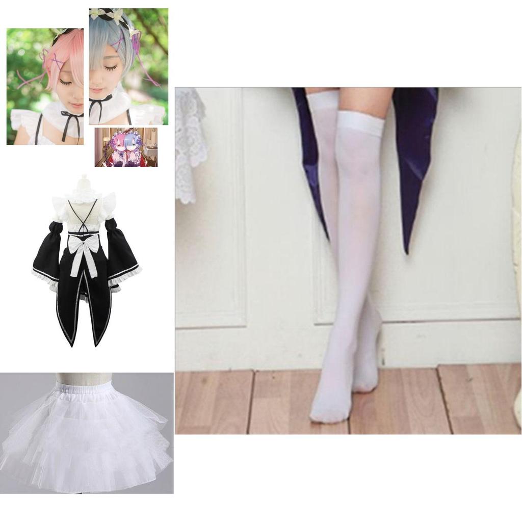 Stunning Zero Kara Hajimeru Isekai Seikatsu Twins Ram/rem Timeless Design Cosplay Maid Dress And Headwear