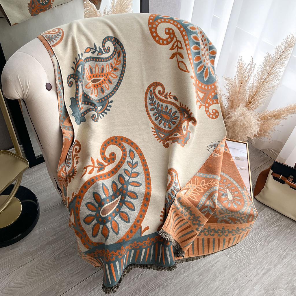 Retro Scarf Cashew Temperament Versatile Shawl Fashion Jacquard Outer Cape Scarf Cold Women's Double-sided