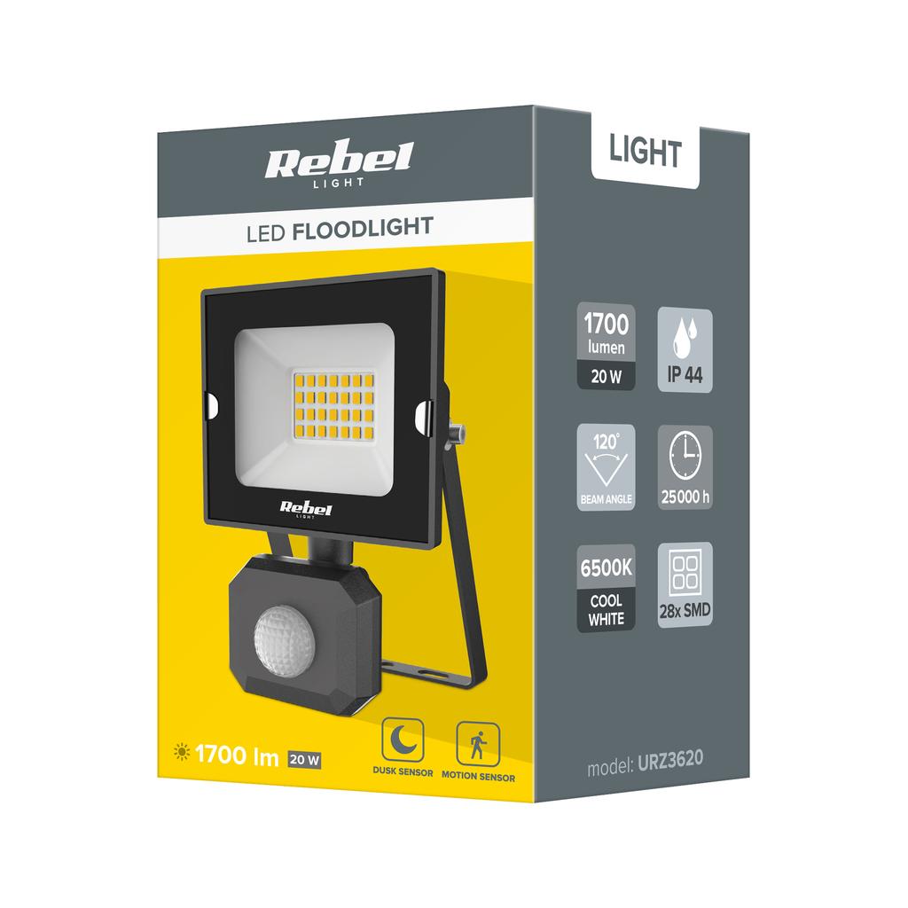 Halogen LED spotlight floodlight lamp 20W 6500K IP44 sensor