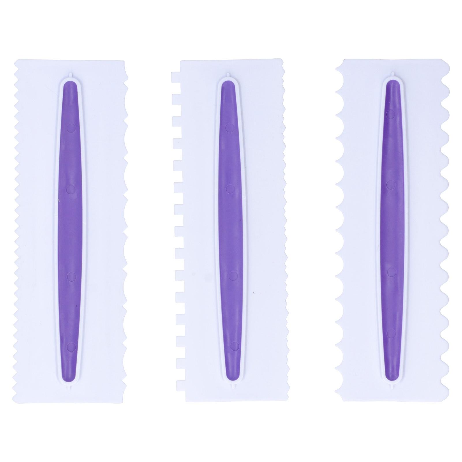 

3Pcs Cake Icing Spatula Frosting Scraper Comb Edge Smoothing Decorating Tool Plastic