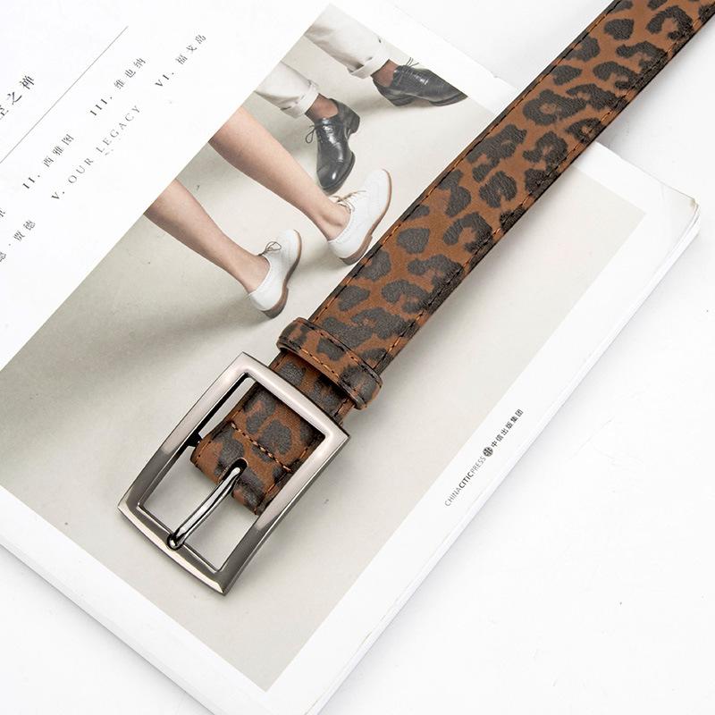 Leopard Print Fashion Retro Women's Belt Korean Style Trendy Alloy Pin Buckle Versatile Jeans Decorative Belt for Women