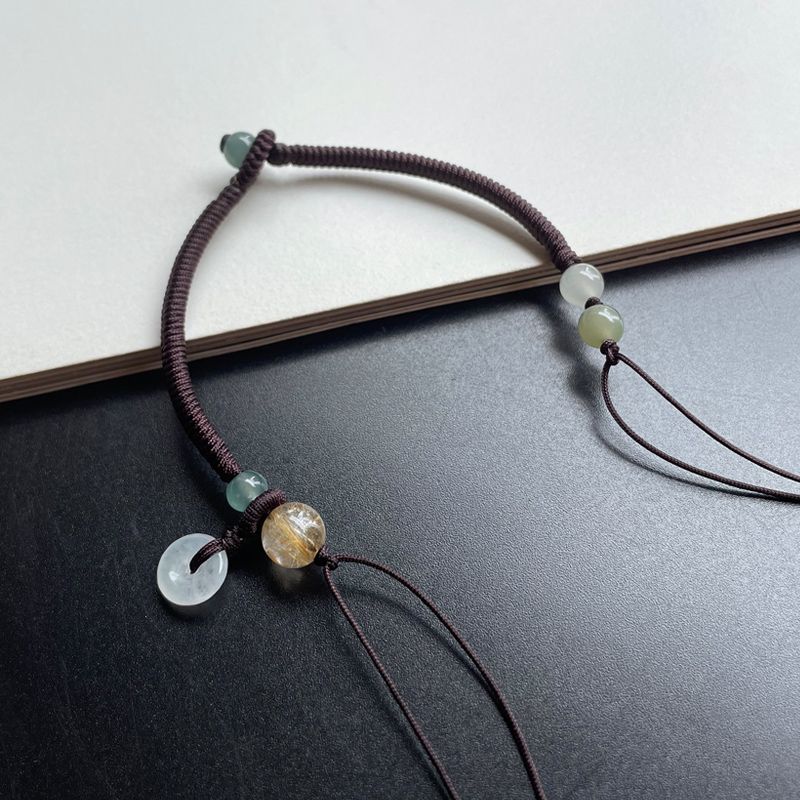 

Оригинальный полуфабрикат браслета Завязка Нефрит Нефрит Золотой шнурок Ручной работы Год рождения Безопасный Стильный Нефритовый ювелирный шнур 13cm Black Cafe