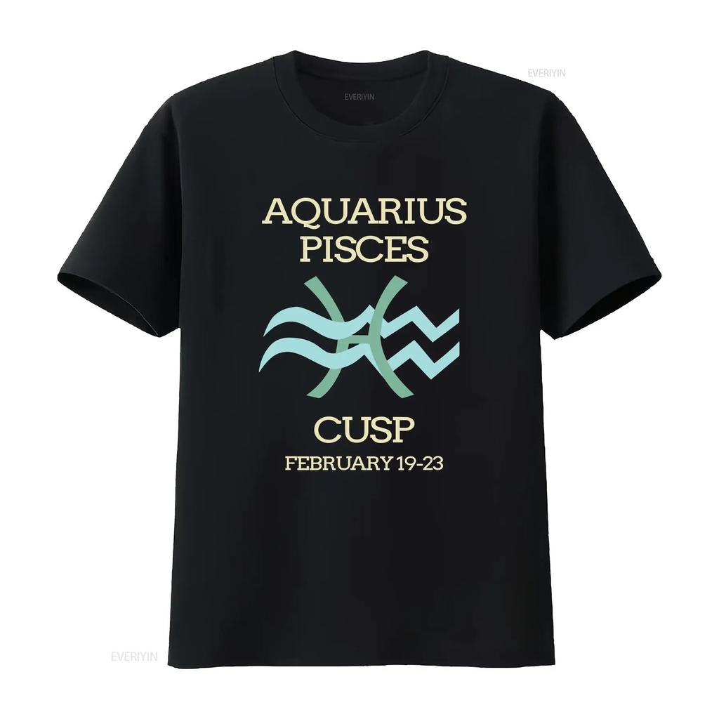 Aquarius Pisces Cusp Zodiac Horoscope T Shirt Vintage Soft Homme Unisex Stylish Fashion Streetwear Versatile Breathable
