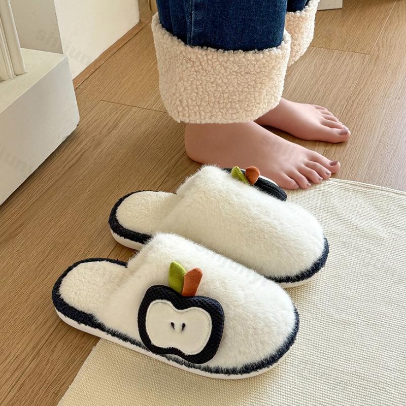 Fashion Couple Cotton Slippers Autumn Winter Women's Indoor Warm Non Slip Home Shoes Lightweight Comfortable Soft Sole Men's Plush Shoes