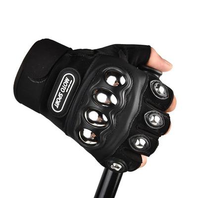 Guantes de moto de medio dedo con carcasa de acero para hombre y mujer: protección para deportes al aire libre, fitness y montañismo.