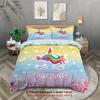 3pcs Cartoon Unicorn Pattern Print Duvet Cover Set, Soft, Comfortable and Breathable, for Bedroom, Hotel, Best Gift for Girls