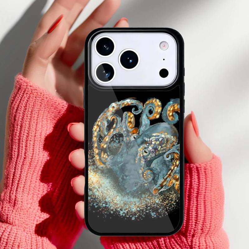 Marine Life Ocean Octopus Phone Case for iPhone 17 16 15 14 13 Pro Max Back Cover for 12 11 Pro Coque