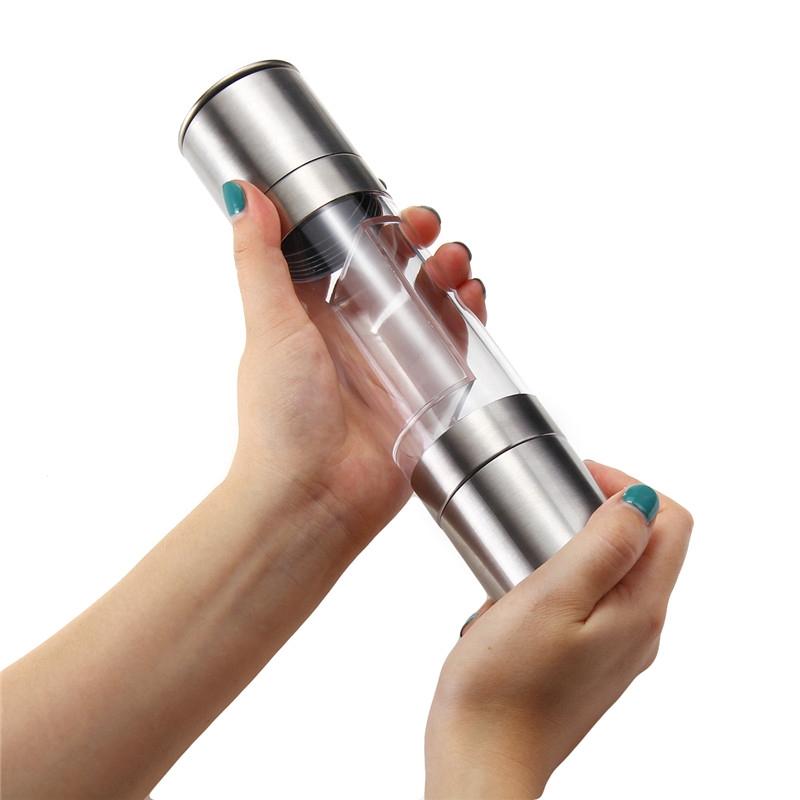 Stainless Steel Pepper Mill Grinder Manual Salt Pepper Grinder Seasoning Kitchen Tools Grinding 2 in 1 for Cooking New