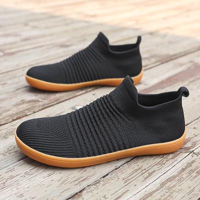 Men's Wide-head Casual Shoes Slip On Flying Woven Sneakers
