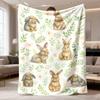 2026 New Arrival Flannel Blanket AsianInfluenced Polyester Throw Blanket with Rabbit Print, AllSeason Cozy Cover with Unique Embellishments, Perfect G