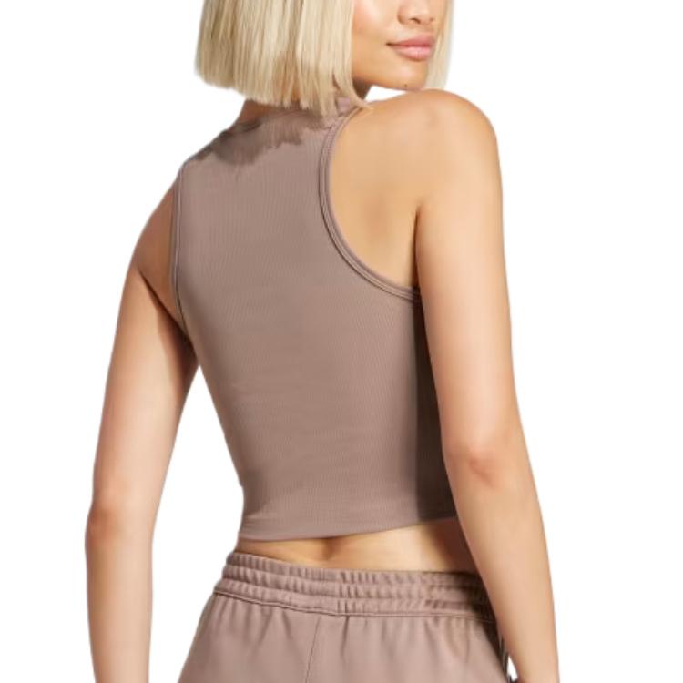 adidas Women's Essentials Ribbed Tank Top Trace Brown JC9009