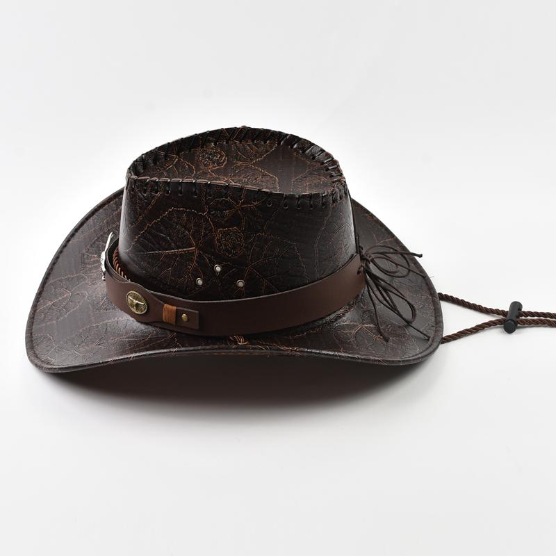 Westlicher Stil Cowboyhut Für Männer Frauen Vintage Kunstleder Breiter Rand Gentleman Cowgirl Jazzkappe Sombrero Hombre