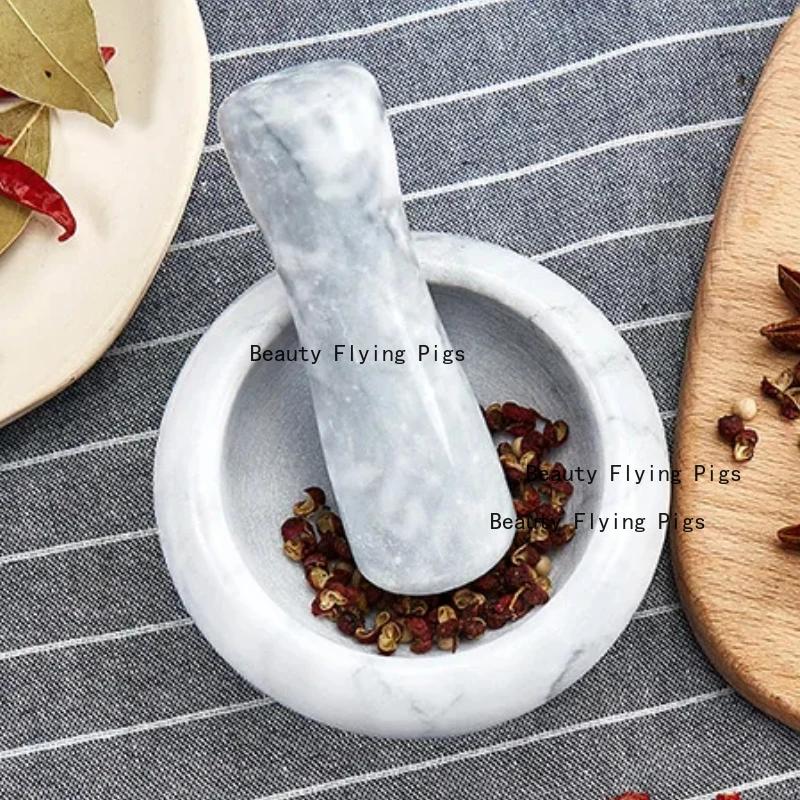 1pc Marble Garlic Masher Manual Mini Tablet Sichuan Pepper Grinder Marble Hand-held Utensil Home Decoration Kitchen Utensils