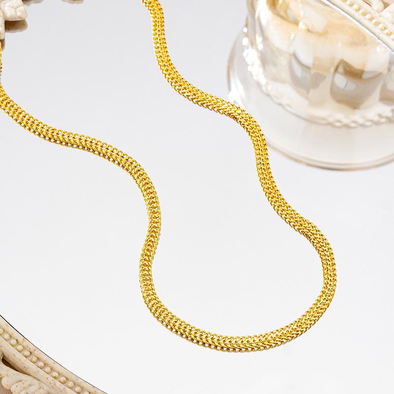 Vietnam Gold Sand Necklace - Luxurious Braided Choker with Long-Lasting Color Retention