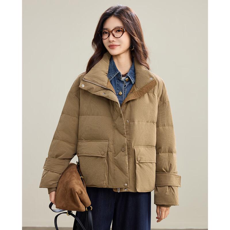 TERRE BLEUE Women's Winter Lapel Down Puffer Jacket