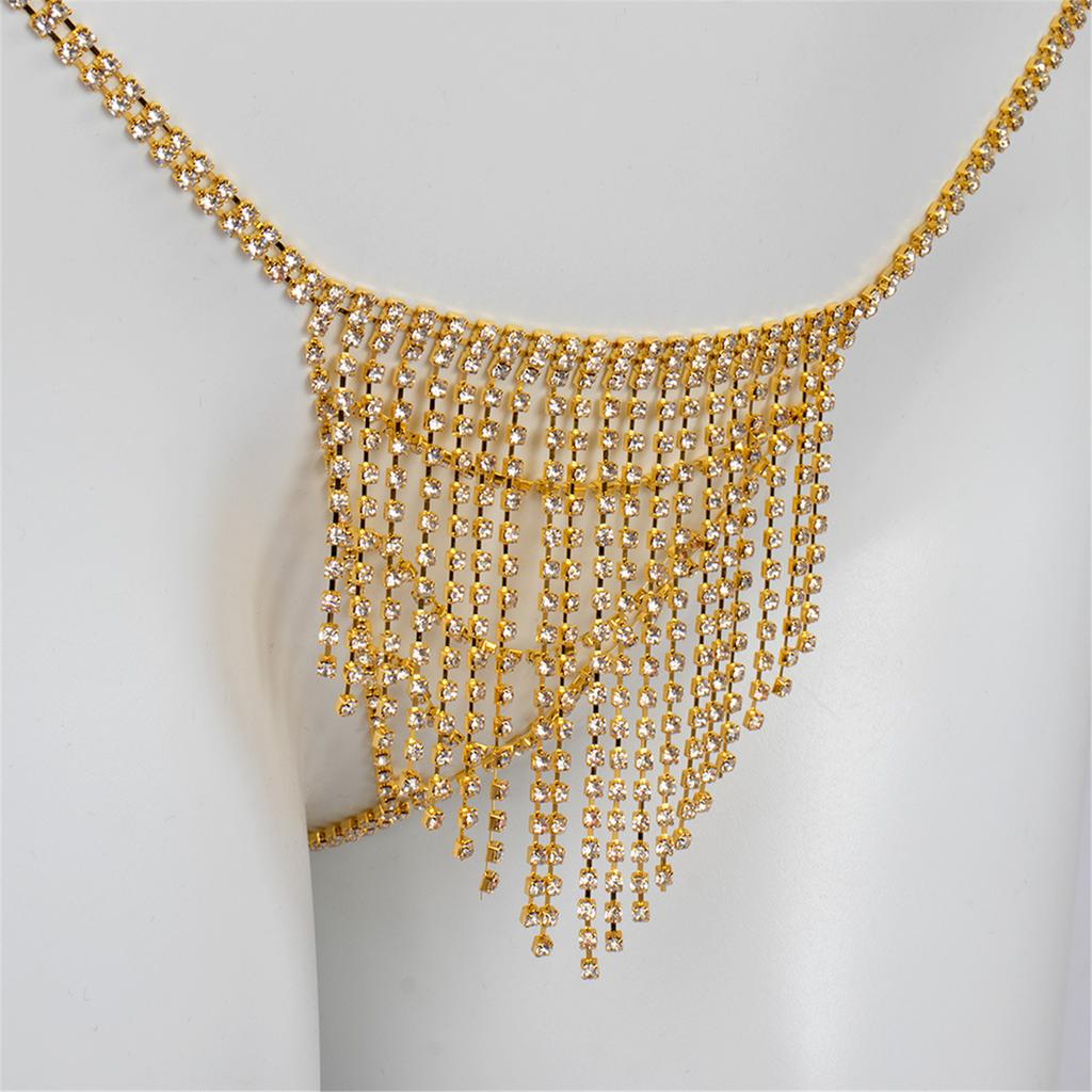 Fashionable Rhinestones Embellished Waist Chain Body Jewelry Accessory for Trendy Women Adjustable Body Jewelry