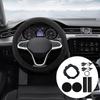 10pcs Women's Leather Steering Wheel Cover, Car Accessories Set With Seat Belt Shoulder Pads,  Start Button Ring Sticker, Vent Clip, Car Accessories
