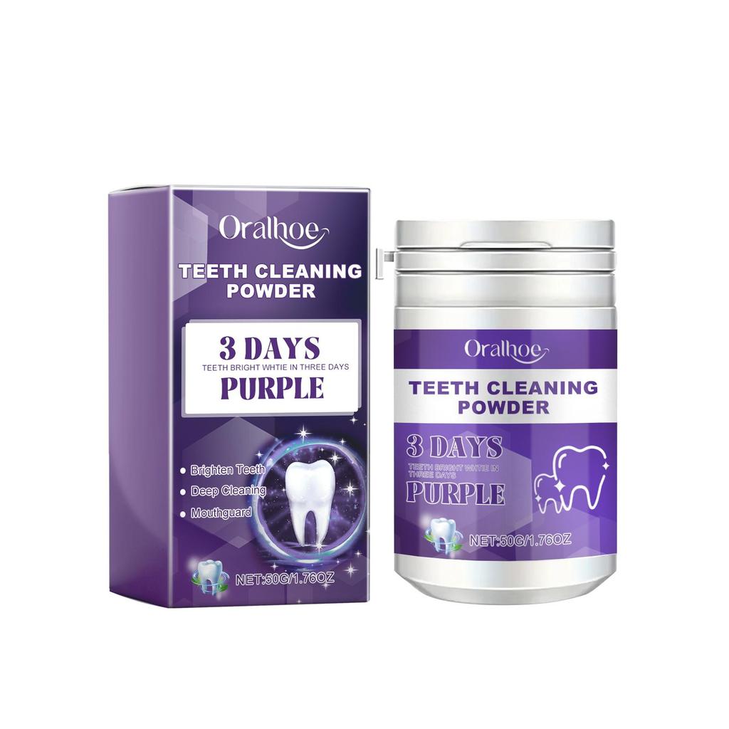 Oralhoe Purple Teeth Cleaning Powder Fresh Breath Tartar Calculus White Teeth Cleaning Scaling Powder Oral Care