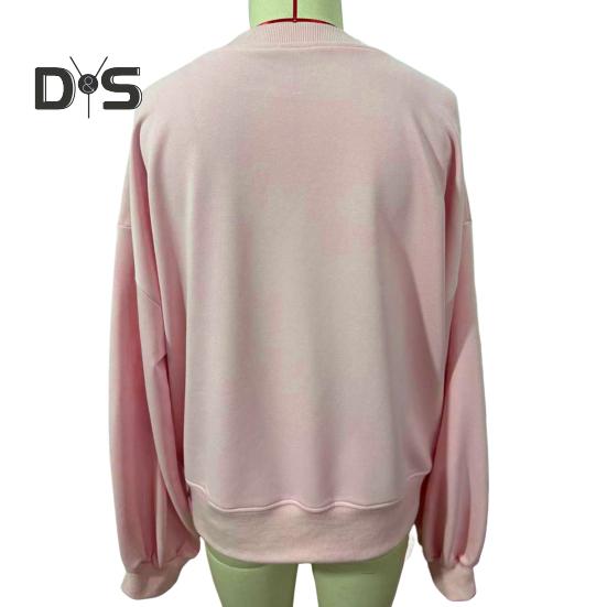 Women Christmas Sweatshirt Round Neck Sequin Santa Pattern Loose Long Lantern Sleeves Pullover Keep Warm New Year Party Top