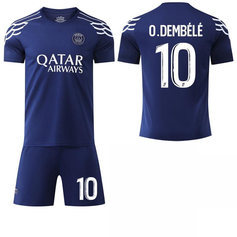 

2024-25 New Sapphire Blue PSG 3rd Away Jersey #7 Mbappé #10 Dembélé #30 Messi Football Jerseys 20