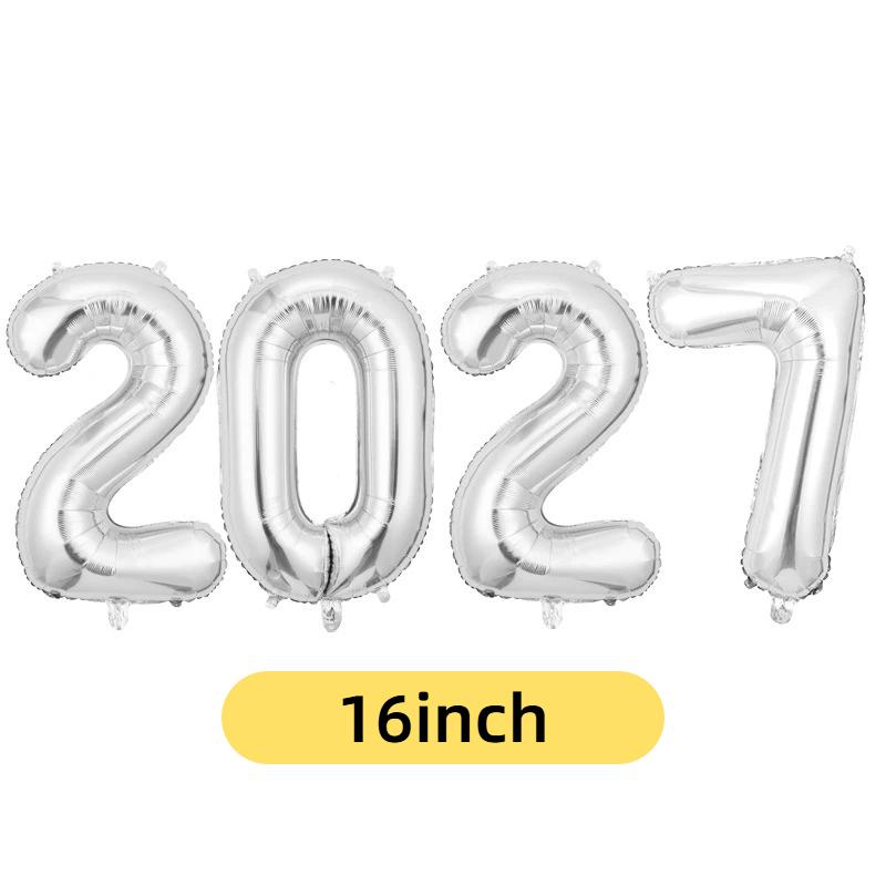 2027 Number Foil Balloons 16/32 Inch Multicolor Floatable Decor for New Year Christmas Graduation Party