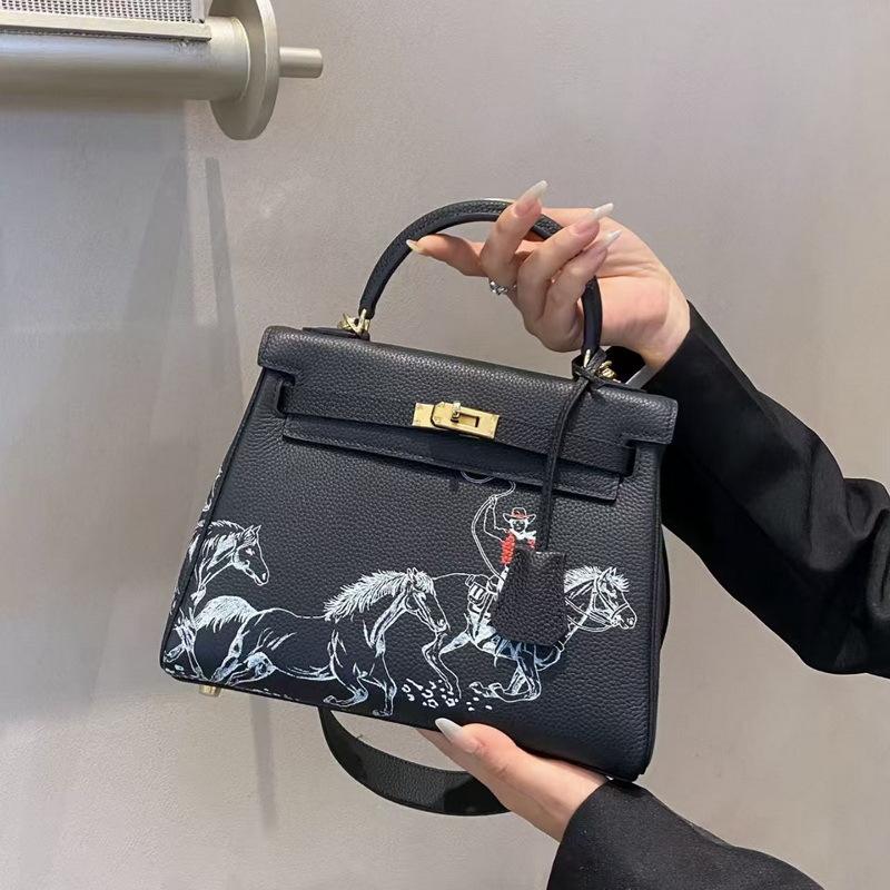 2026 neue Leder-Damenhandtasche Rindsleder erste Schicht Togo weiches Leder Pegasus beschichtete Ententasche grenzüberschreitender Großhandel