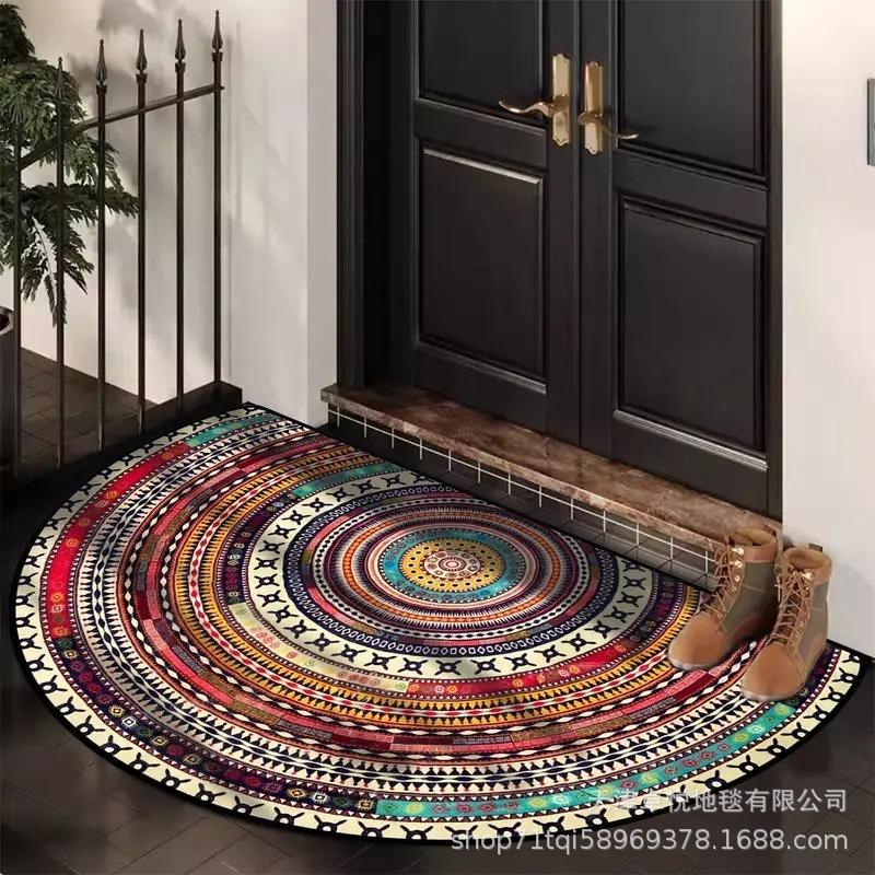 Eingangsmatte Halbkreisförmig Retro Fußmatte Staubdicht und Rutschfest Eingangsteppich