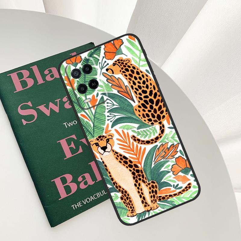 Tigers Leopards Tropical Leaves Case For Oppo A15 A16 A17 A52 A72 A76 A96 A54 A74 A94 A54S A57S A58 A78 A98 A57 A77 Cover
