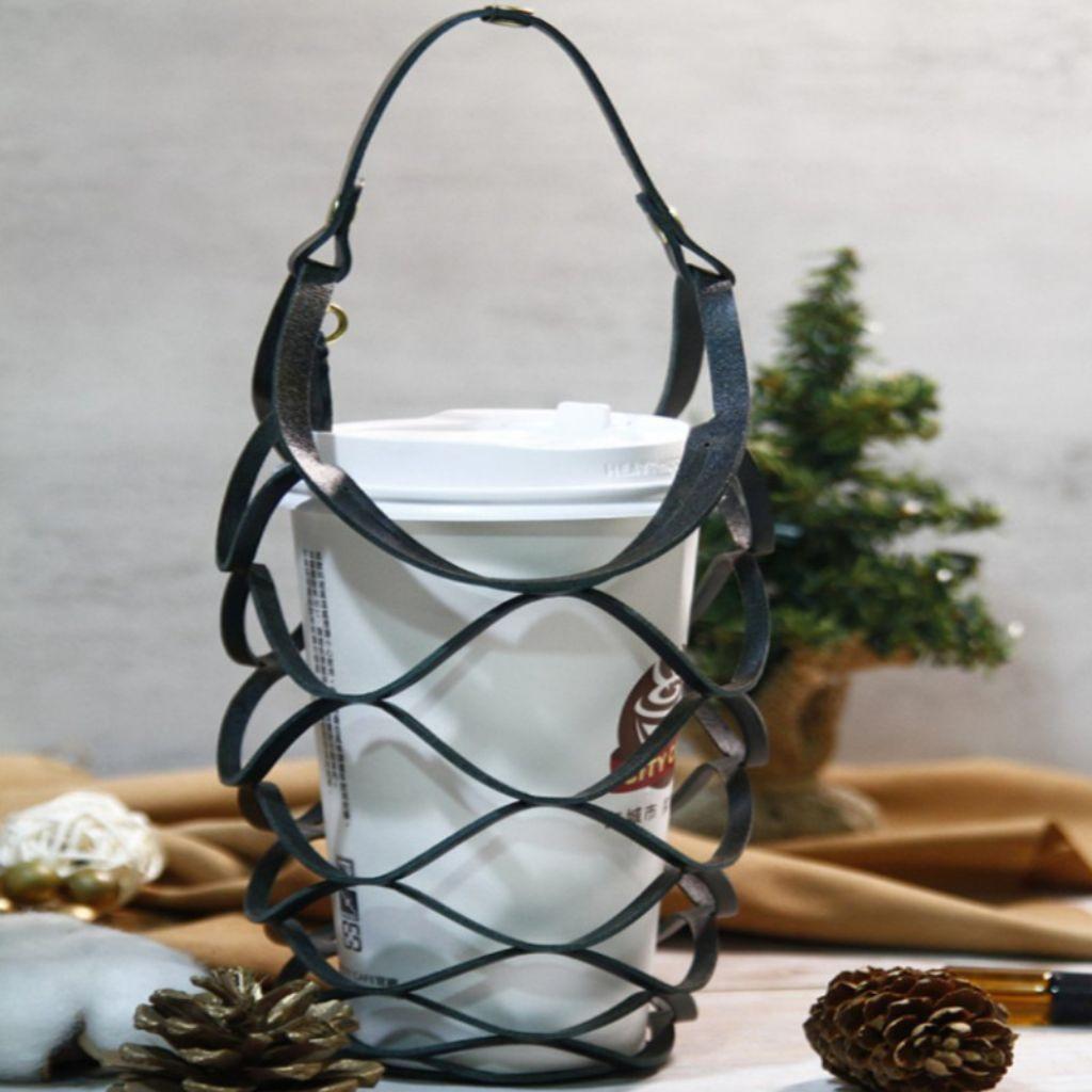 Creative Leather Mesh Cup Sleeve - Handheld PU Sleeve for Milk Tea and Coffee