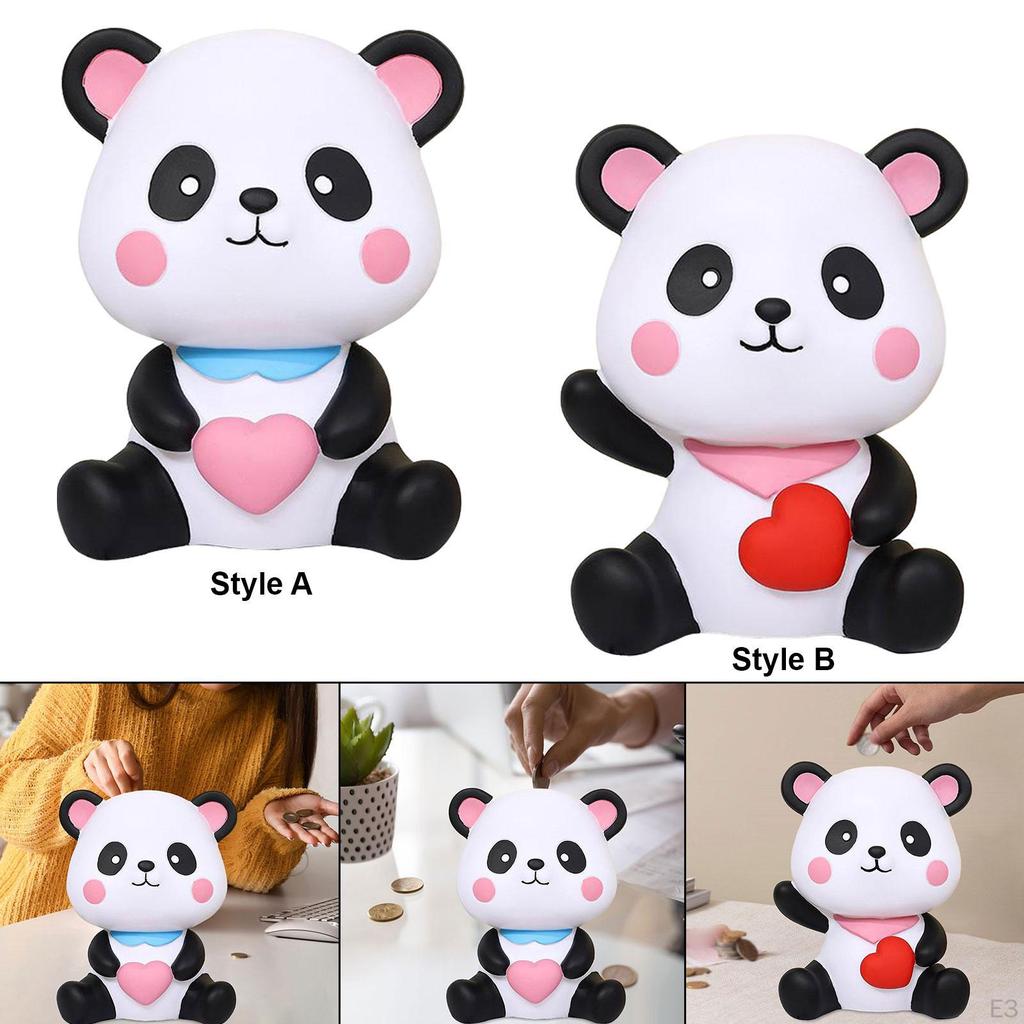 Money Bank Panda Sculpture Desktop Adorable Valentine's Day Ornament Saving Box Child