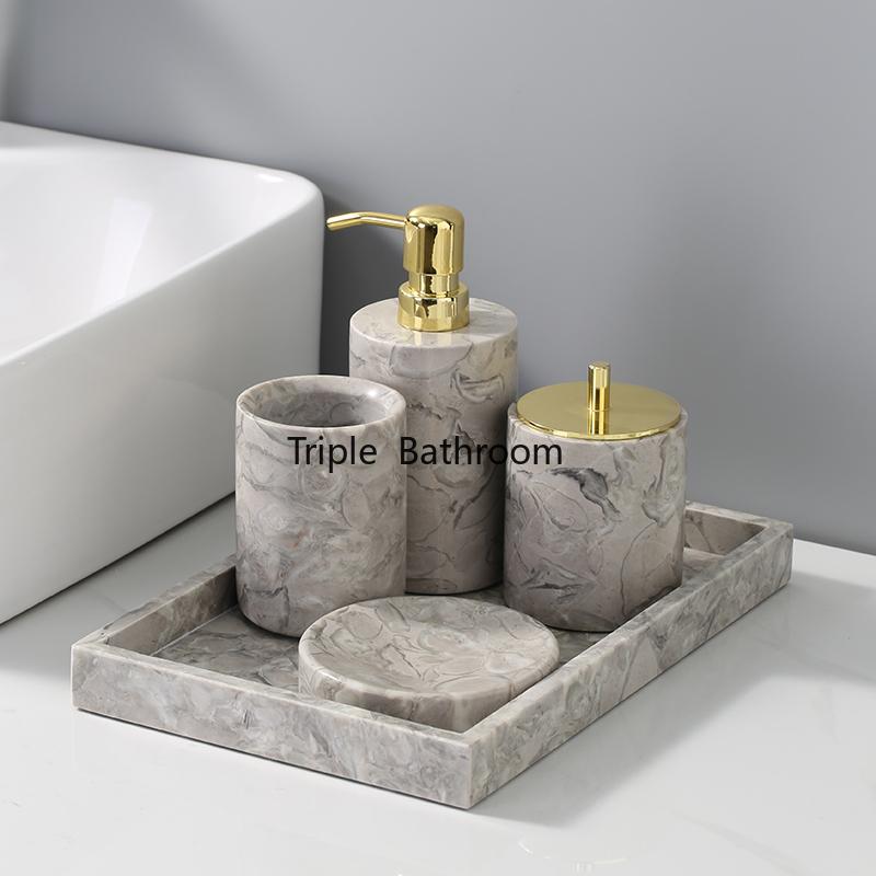 Natürlicher Marmor Badezimmer-Toilettenartikel Seifenschale Hotel Haushalts-Toilettenartikel Zahnbürstenhalter Lotionstank
