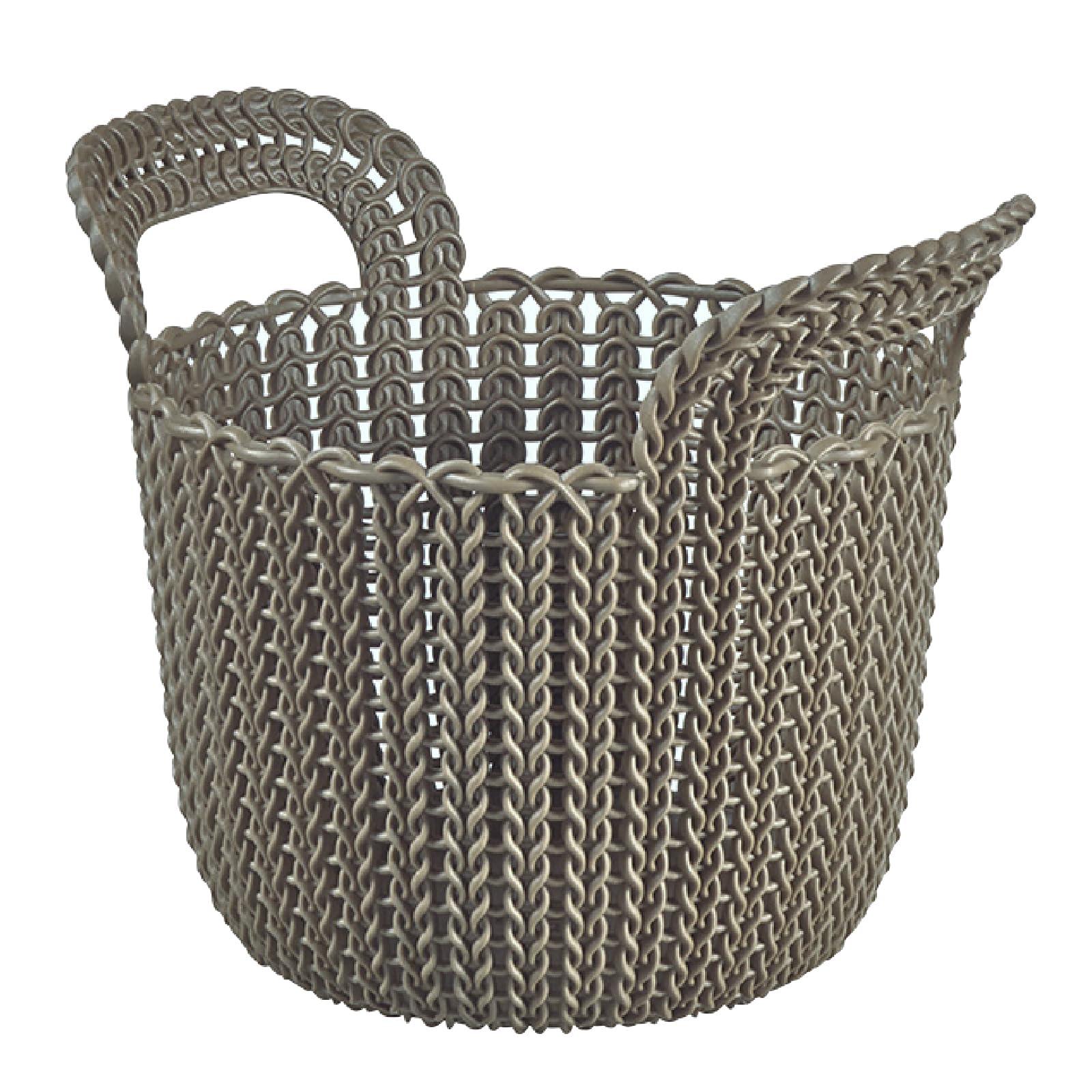 

CURVER Knit Round Basket, 3L, Brown Basket, Tray, Document Case, Small Item Storage, Made of Recycled Plastic, Scandinavian Design, Easy to Clean,
